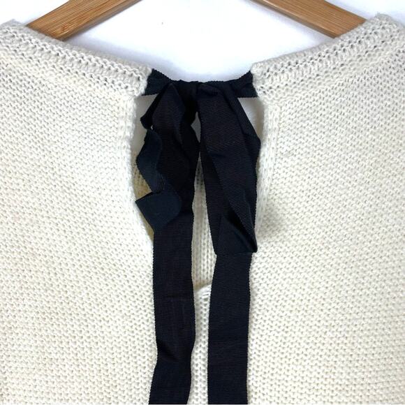 Ulla Johnson | White Sweater Black Bow Back Wool Alpaca Blend L - Picture 6 of 10